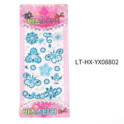 Rhinestone Stickers Children's Cartoon Flower Three-dimensional Stickers Diamond Love Butterfly Rhinestone Stickers Holiday Handmade Creative Mobile Phone Case DIY Decoration