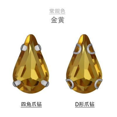 Sharp Water Drop Glass Claw Drill with Hole Hand Stitched Drill Diy Clothing Wedding Dress Handmade Material Jewelry Accessories Water Drop Type