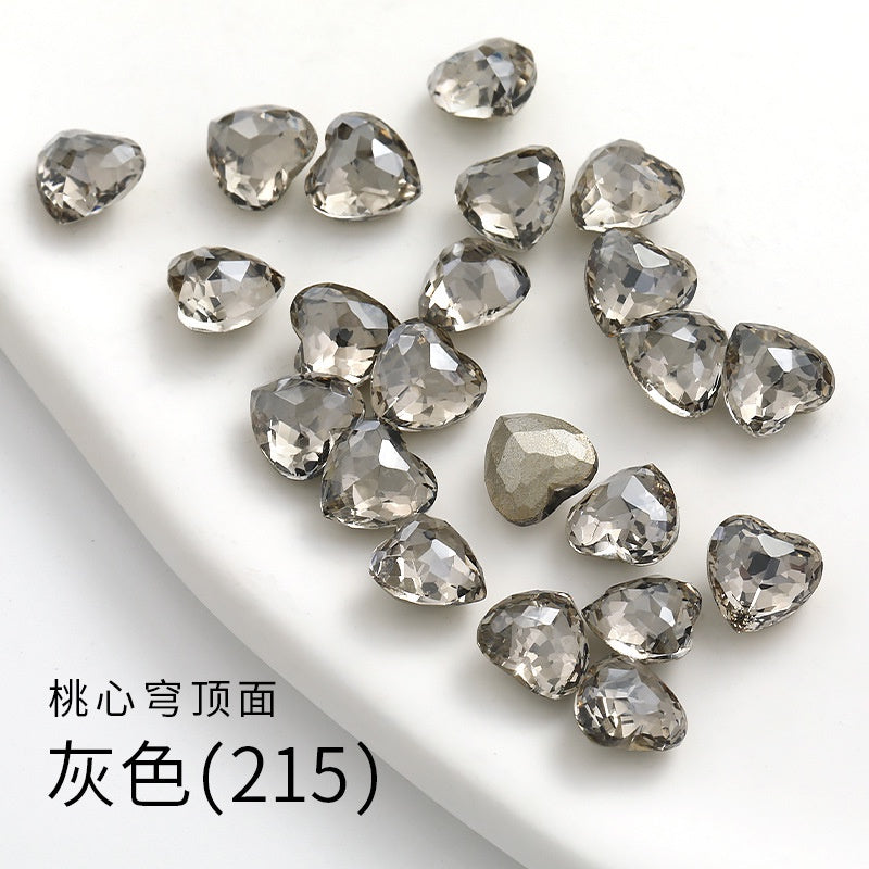 Fancy Heart Shape Pink Rose Shiny Ctystal DIY Jewelry Nail Art Cute Rhinestone