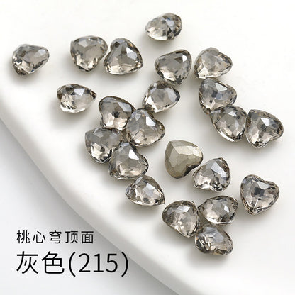 Fancy Heart Shape Pink Rose Shiny Ctystal DIY Jewelry Nail Art Cute Rhinestone