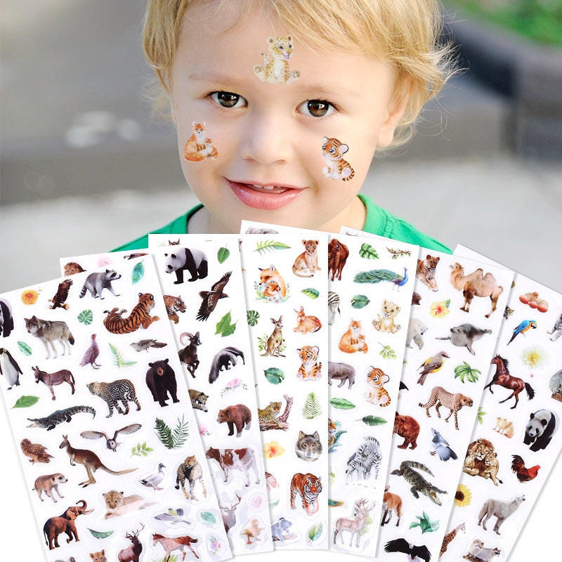 Cartoon Animal Tattoo Stickers Waterproof Fun Children's Stickers Tiger Panda Elk Cosmetics