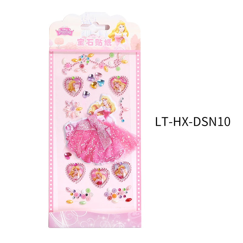 Princess Gauze Skirt Children's Gem Stick Crystal Ornament Stickers Cartoon Diamond Creative Stickers