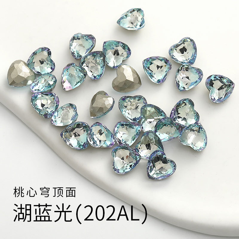 Fancy Heart Shape Pink Rose Shiny Ctystal DIY Jewelry Nail Art Cute Rhinestone