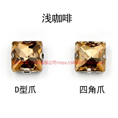 Square Shape Rhinestones With Claw Stone For Garment Shoes Bag Making