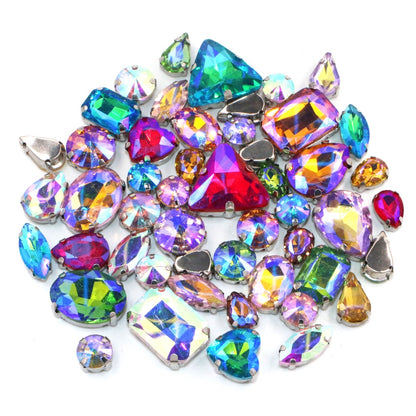 Mix Multiple Shapes of Shiny Colored Crystal Diamond Clothing Embellished with Rhinestone Gold Bottoms for DIY