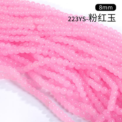 8mm Glass Crystal Imitation Jadeite Round Beads DIY Handmade Bracelet Chain Chain Bead Jewelry Material Accessories Wholesale