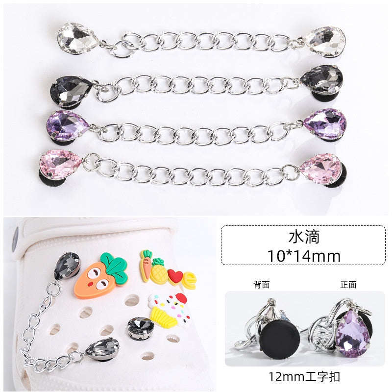Crocs Chain Diy Accessories Stainless Steel Four Corner Claw Drill Chain Style Garden Shoes Shoe Buckle Decorative Buckle Accessories