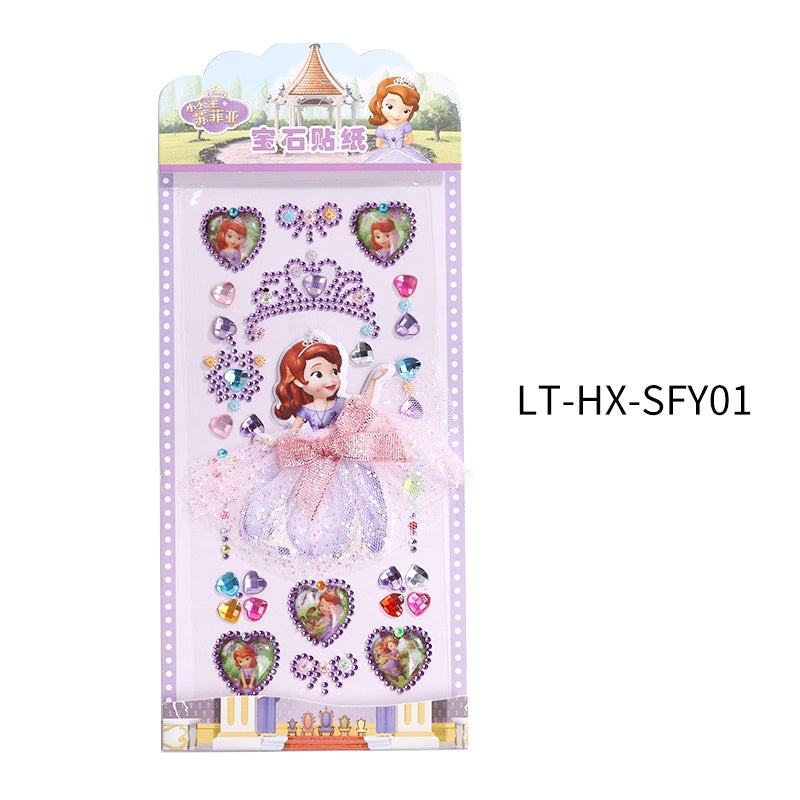 Princess Gauze Skirt Children's Gem Stick Crystal Ornament Stickers Cartoon Diamond Creative Stickers