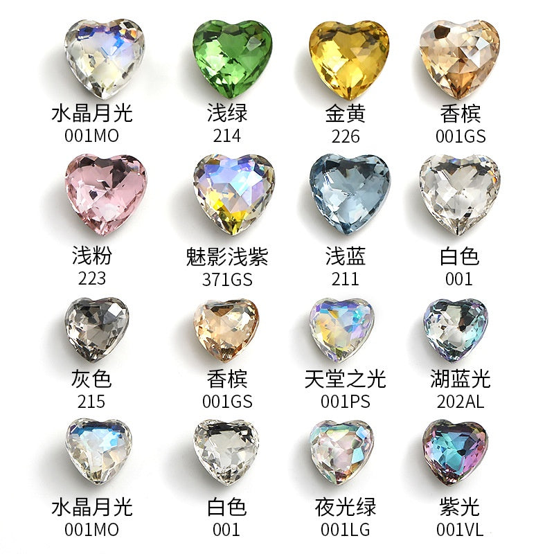 Fancy Heart Shape Pink Rose Shiny Ctystal DIY Jewelry Nail Art Cute Rhinestone