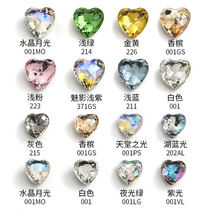 Fancy Heart Shape Pink Rose Shiny Ctystal DIY Jewelry Nail Art Cute Rhinestone