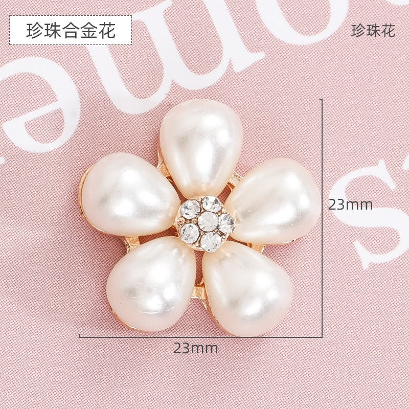 Hole Shoes Accessories Diy Pearl Flowers Crystal White Diamond Shoes Buckle Decorative Buckle Accessories Hole Shoes Cross Chain Garden Shoes of Shoes Flower