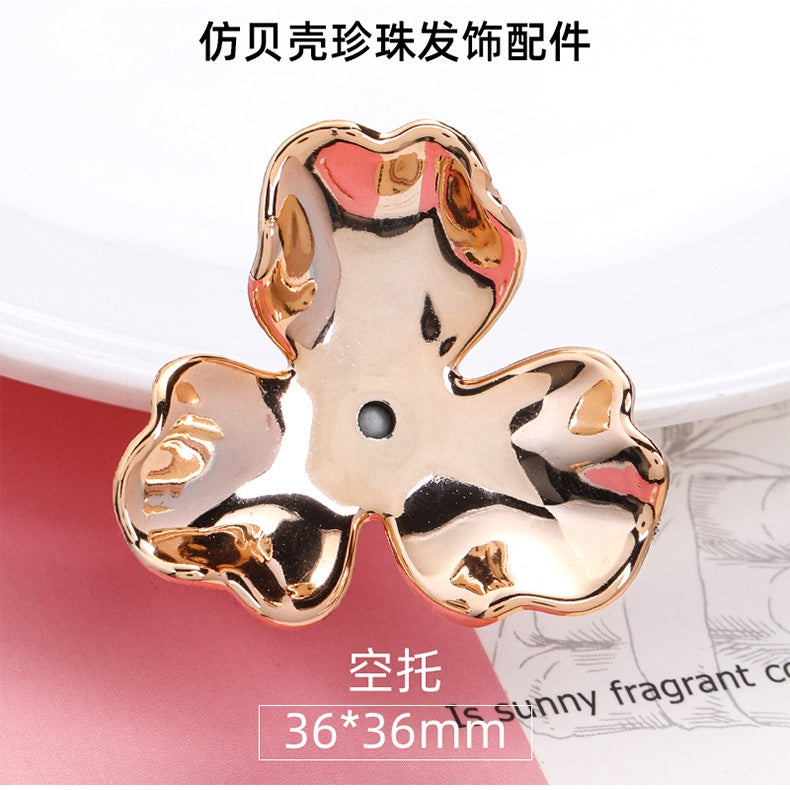 Korean Hair Accessories Female Bride Headdress White Rhinestone Pearl Flowers New Three Pearl Hand Bouquet Diy Hair Accessories Material Spring Pearl Hair Accessories