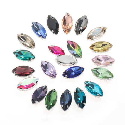 4*8/5*10mm Navette Shape Crystal Rhinestone with Silver Claw Clothing Accessories Rhinestones