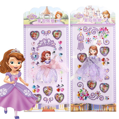 Princess Gauze Skirt Children's Gem Stick Crystal Ornament Stickers Cartoon Diamond Creative Stickers