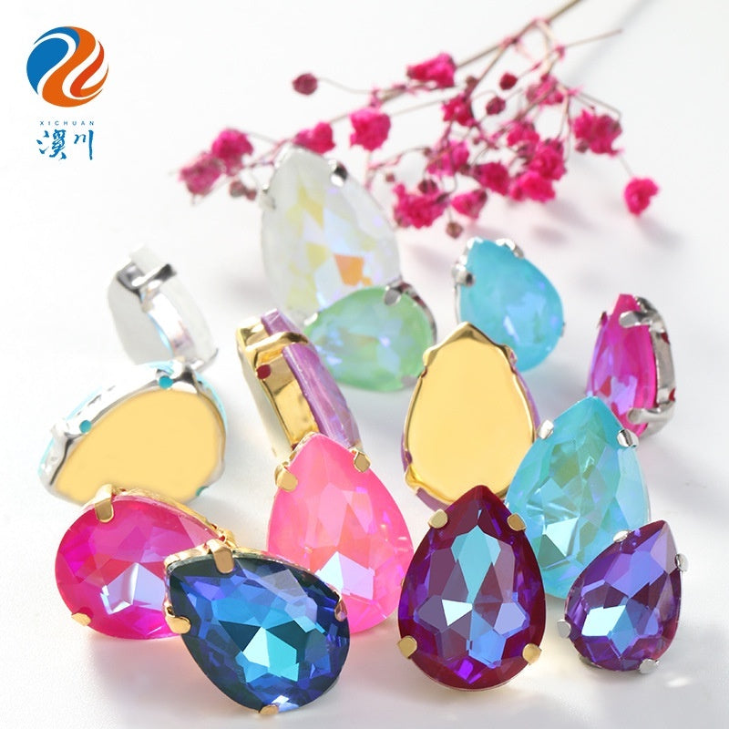 Water Drop Rhinestone Mocha Fluorescent Diy Jewelry Accessories Pointed Bottom Drill Nail Paste Drill Material Clothing Accessories