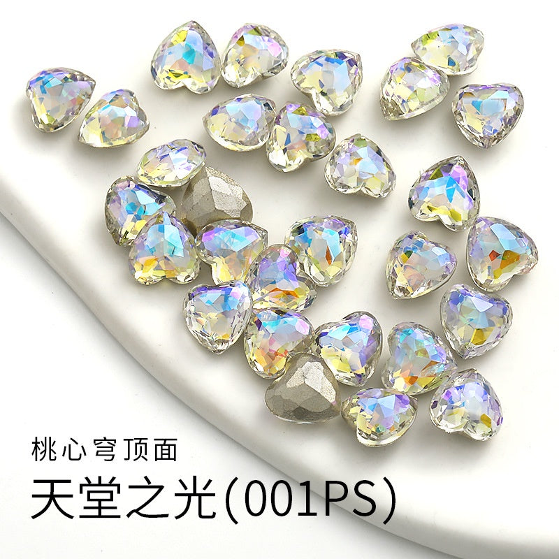Fancy Heart Shape Pink Rose Shiny Ctystal DIY Jewelry Nail Art Cute Rhinestone