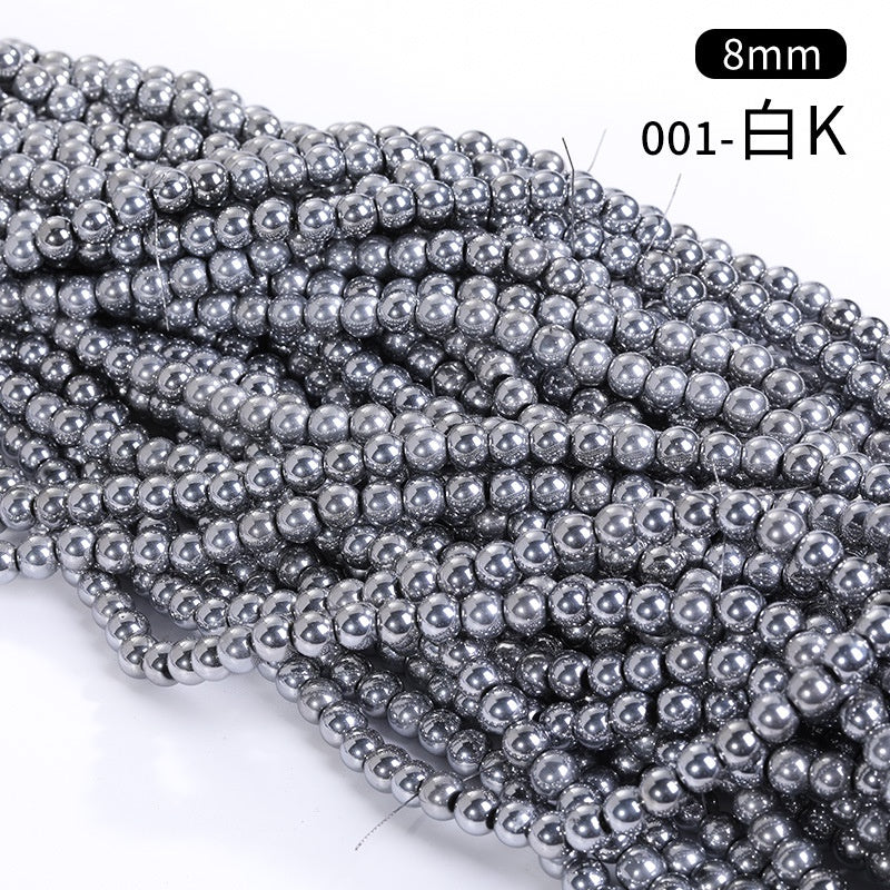 8mm Glass Crystal Imitation Jadeite Round Beads DIY Handmade Bracelet Chain Chain Bead Jewelry Material Accessories Wholesale