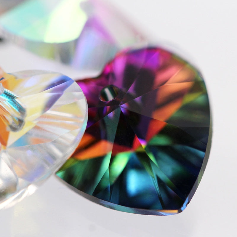 Peach Heart Single Hole Pendant Crystal Drill High-end Glass Jewelry Diy Earpiece Accessories