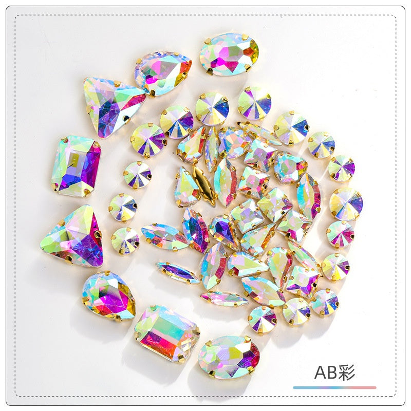 Gold Bottom Bracket Claw Drill Mixed Crystal Diy Clothing Luggage Crystal Accessories Accessories Materials
