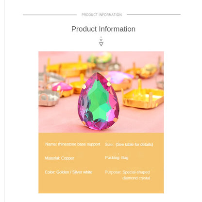 Four-corner claw drilling bracket, rhinestone bottom bracket, hand-sewn material, clothes, bags, shoes, DIY accessories.