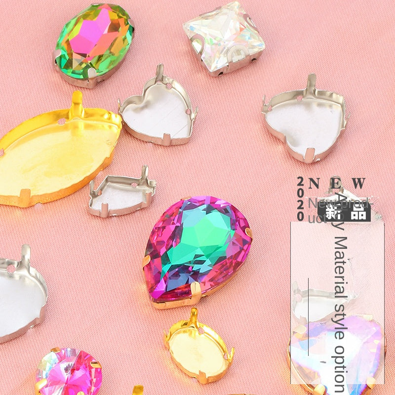 Four-corner claw drilling bracket, rhinestone bottom bracket, hand-sewn material, clothes, bags, shoes, DIY accessories.
