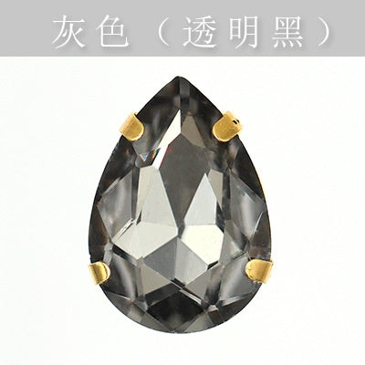 Gold Bottoming Water Drop Glass Claw Drill Diy Clothing Wedding Dress Women's Shoes Material Grab Drill Jewelry Accessories