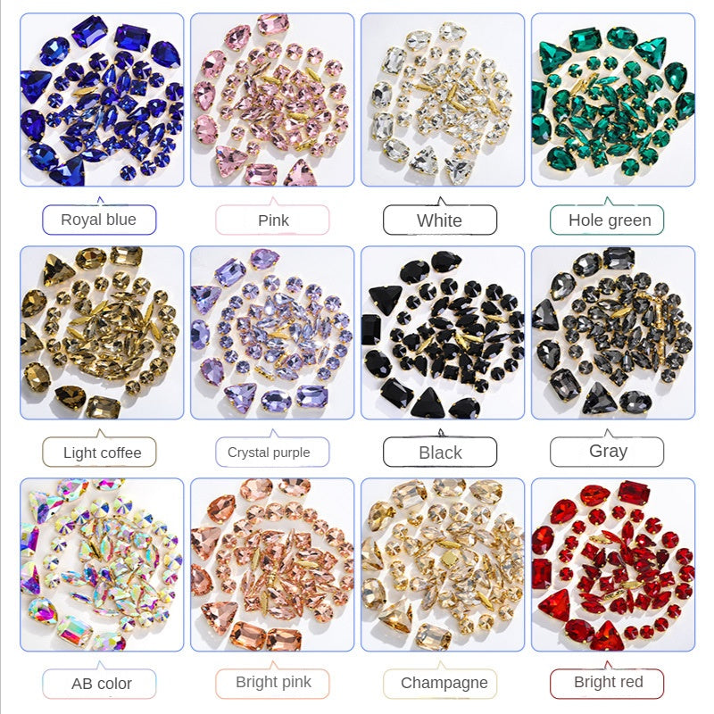 Gold Bottom Bracket Claw Drill Mixed Crystal Diy Clothing Luggage Crystal Accessories Accessories Materials