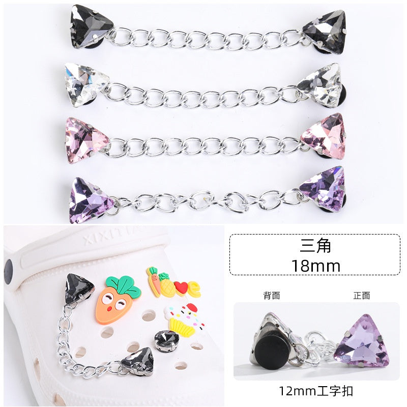 Crocs Chain Diy Accessories Stainless Steel Four Corner Claw Drill Chain Style Garden Shoes Shoe Buckle Decorative Buckle Accessories
