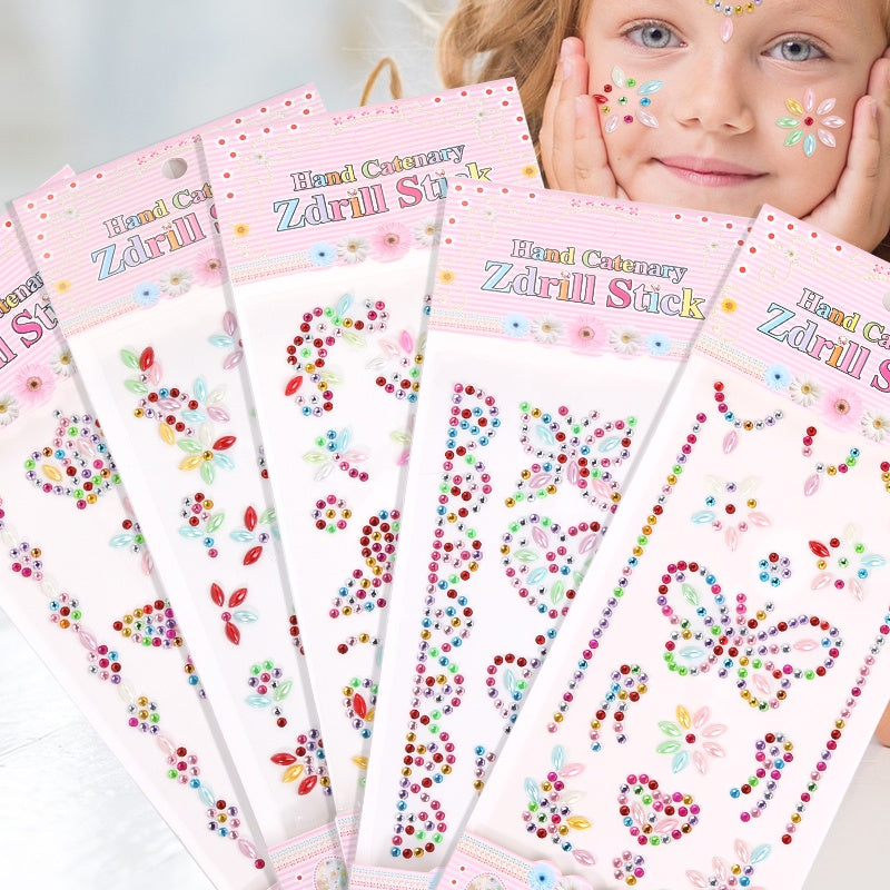 Rhinestone Stickers Children's Cartoon Flower Three-dimensional Stickers Rhinestone Stickers Love Butterfly Rhinestone Stickers Holiday Handmade Creative DIY Decoration