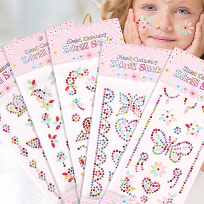 Rhinestone Stickers Children's Cartoon Flower Three-dimensional Stickers Rhinestone Stickers Love Butterfly Rhinestone Stickers Holiday Handmade Creative DIY Decoration
