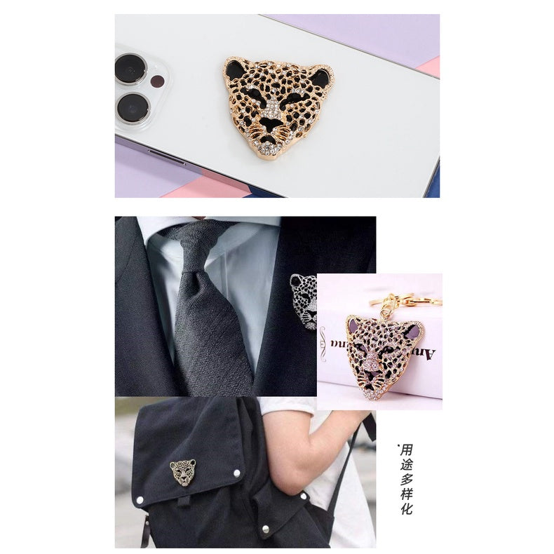 Leopard Head Full Drill Handmade Diy Mobile Phone Case Hand Car Air Outlet Tissue Box Decorative Ornaments Accessories Shoe Clothing
