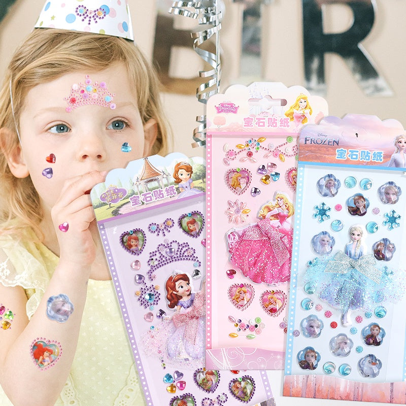 Princess Gauze Skirt Children's Gem Stick Crystal Ornament Stickers Cartoon Diamond Creative Stickers