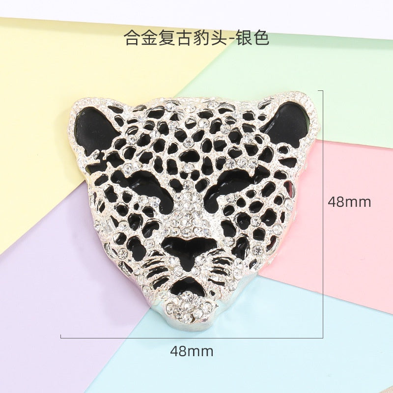 Leopard Head Full Drill Handmade Diy Mobile Phone Case Hand Car Air Outlet Tissue Box Decorative Ornaments Accessories Shoe Clothing