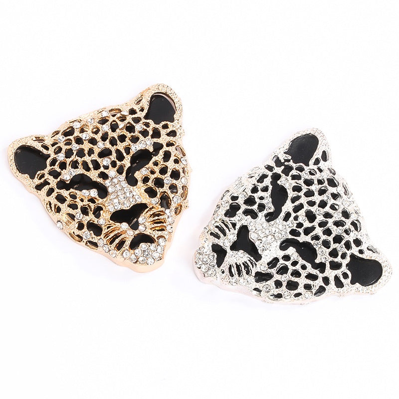Leopard Head Full Drill Handmade Diy Mobile Phone Case Hand Car Air Outlet Tissue Box Decorative Ornaments Accessories Shoe Clothing