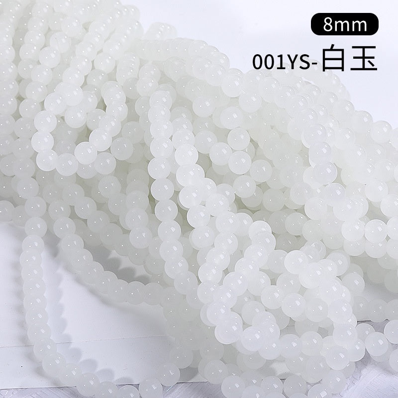 8mm Glass Crystal Imitation Jadeite Round Beads DIY Handmade Bracelet Chain Chain Bead Jewelry Material Accessories Wholesale