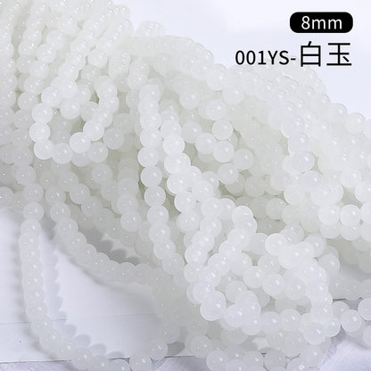 8mm Glass Crystal Imitation Jadeite Round Beads DIY Handmade Bracelet Chain Chain Bead Jewelry Material Accessories Wholesale
