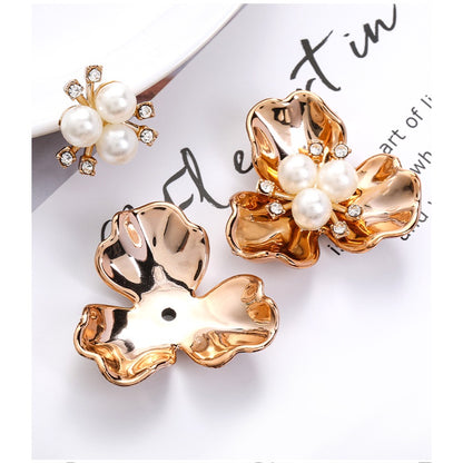 Korean Hair Accessories Female Bride Headdress White Rhinestone Pearl Flowers New Three Pearl Hand Bouquet Diy Hair Accessories Material Spring Pearl Hair Accessories