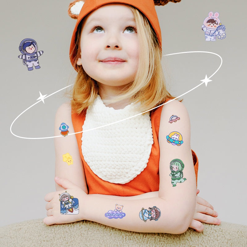 Girl Kid Astronaut Spaceship Sticker Makeup Party Temporary Sticker