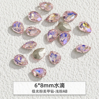 Korean Style Cute Design Tiny Crystal Nail Art Aurora Pink Color Diy Ornament Rhinestones