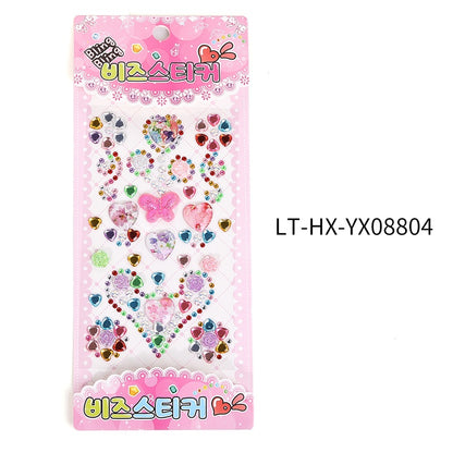 Rhinestone Stickers Children's Cartoon Flower Three-dimensional Stickers Diamond Love Butterfly Rhinestone Stickers Holiday Handmade Creative Mobile Phone Case DIY Decoration