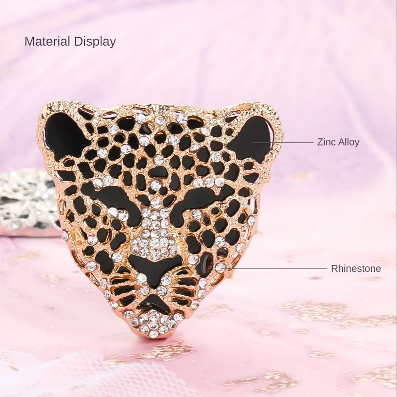 Leopard Head Full Drill Handmade Diy Mobile Phone Case Hand Car Air Outlet Tissue Box Decorative Ornaments Accessories Shoe Clothing