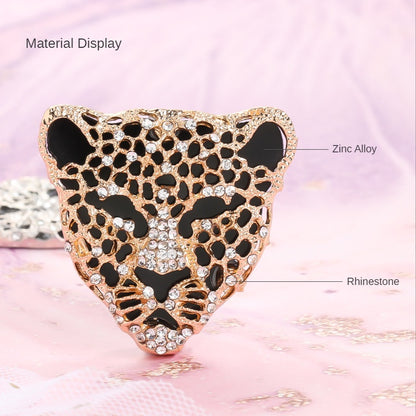Leopard Head Full Drill Handmade Diy Mobile Phone Case Hand Car Air Outlet Tissue Box Decorative Ornaments Accessories Shoe Clothing