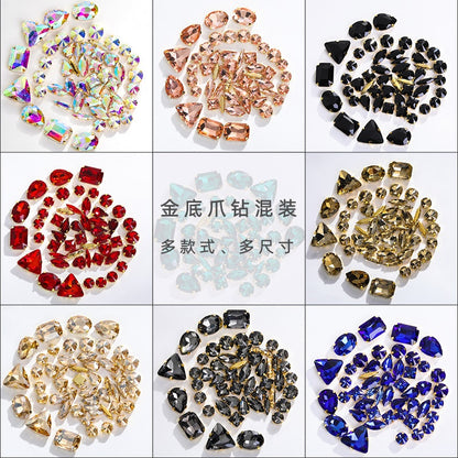 Gold Bottom Bracket Claw Drill Mixed Crystal Diy Clothing Luggage Crystal Accessories Accessories Materials