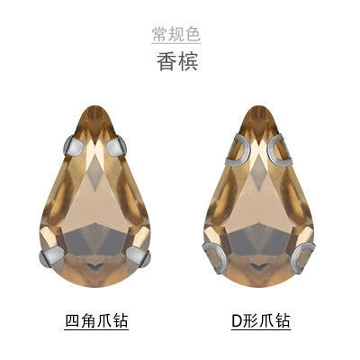 Sharp Water Drop Glass Claw Drill with Hole Hand Stitched Drill Diy Clothing Wedding Dress Handmade Material Jewelry Accessories Water Drop Type
