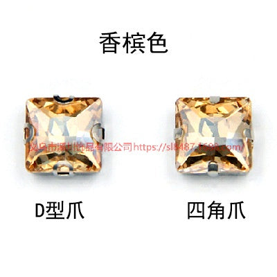 Square Shape Rhinestones With Claw Stone For Garment Shoes Bag Making