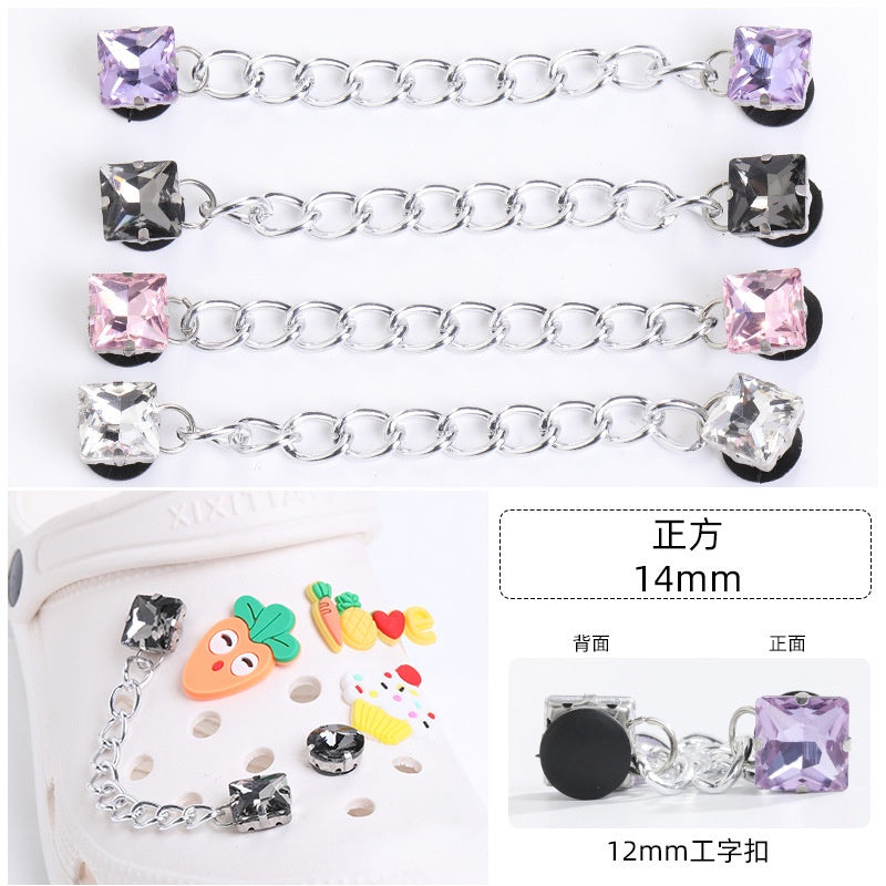 Crocs Chain Diy Accessories Stainless Steel Four Corner Claw Drill Chain Style Garden Shoes Shoe Buckle Decorative Buckle Accessories