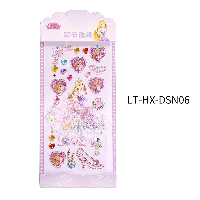 Princess Gauze Skirt Children's Gem Stick Crystal Ornament Stickers Cartoon Diamond Creative Stickers
