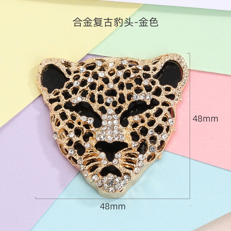 Leopard Head Full Drill Handmade Diy Mobile Phone Case Hand Car Air Outlet Tissue Box Decorative Ornaments Accessories Shoe Clothing