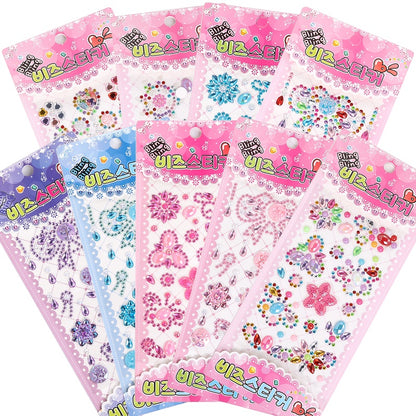 Rhinestone Stickers Children's Cartoon Flower Three-dimensional Stickers Diamond Love Butterfly Rhinestone Stickers Holiday Handmade Creative Mobile Phone Case DIY Decoration