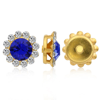 10pcs Round Rhine-water Sunflower Hand Stitched Drill Stained Glass Drill Buckle Diy Hand Stitched Hair Accessories Shoes Clothing Case and Bag Accessories